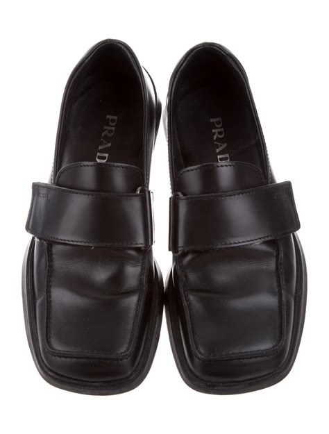 prada women's loafers buckle square toe